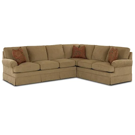 Sectional with Skirt and Rolled Arms